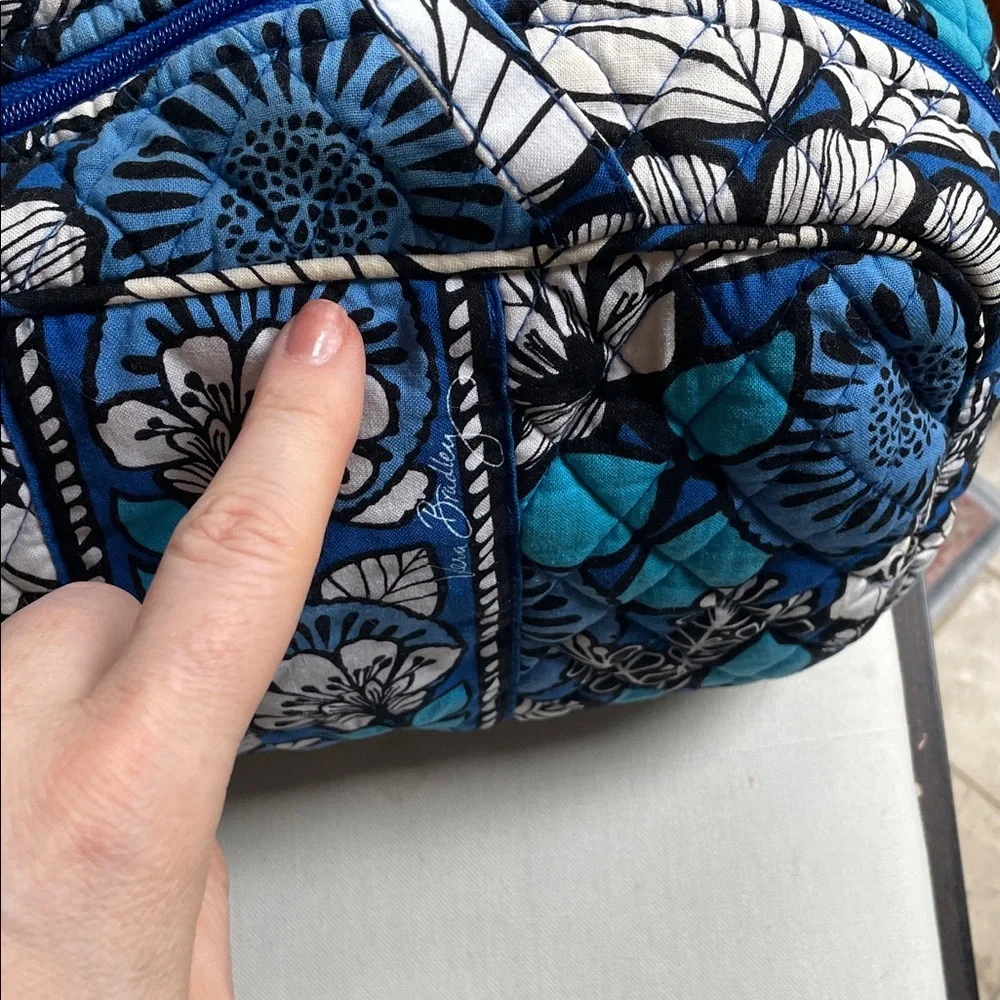 Vera Bradley Makeup Toiletries Travel Bag Blue Floral Hawaiian As Is - Picture 4 of 12